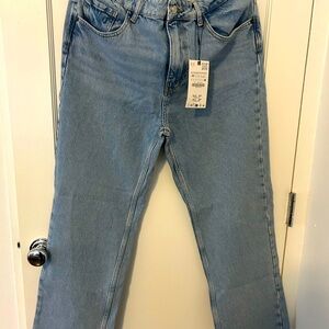 Zara straight fit high rise jeans